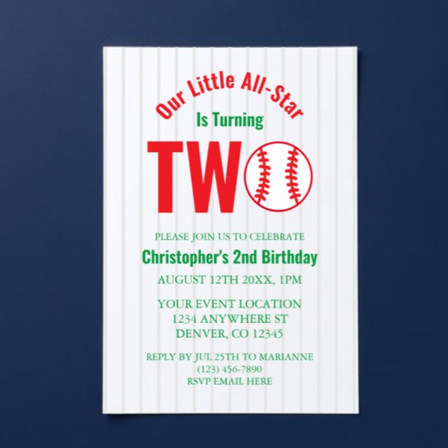 All-Star Baseball 2nd Birthday Invitation (Creator Uploaded)