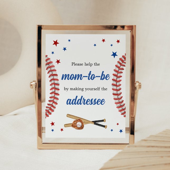 All Star Baseball Baby Shower Envelope Station Poster (Sports Baby Shower Envelope Station Sign)