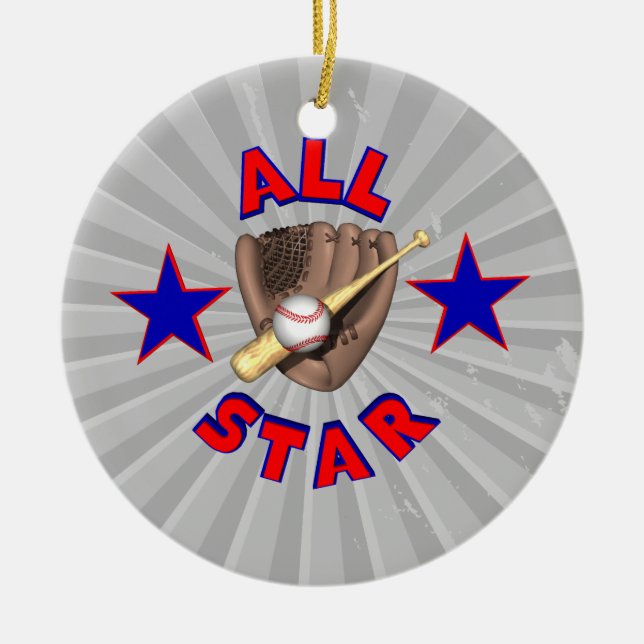 all star baseball player graphic ceramic ornament (Front)