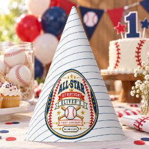 All-Star Baseball Ticket 1st Birthday Baby Boy Party Hat