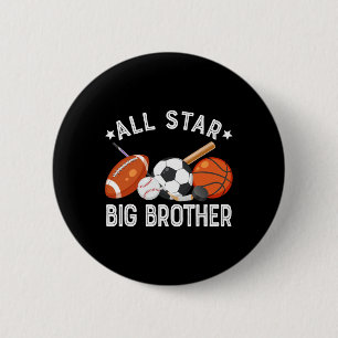 All Star Big Brother Of The Birthday Sketll Soccer 2 Inch Round Button