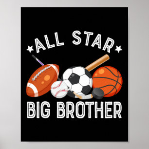 All Star Big Brother Of The Birthday Sketll Soccer Poster