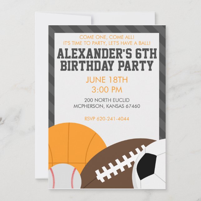 All Star Birthday Party Invitation (Front)