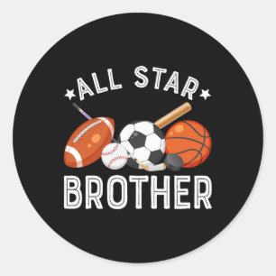 All Star Brother Of The Birthday Boy Sketll Soccer Classic Round Sticker