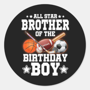 All Star Brother Of The Birthday Boy Sketll Soccer Classic Round Sticker