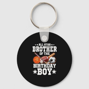 All Star Brother Of The Birthday Boy Sketll Soccer Keychain