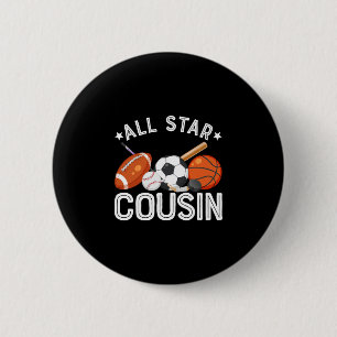All Star Cousin Of The Birthday Boy Sketll Soccer 2 Inch Round Button