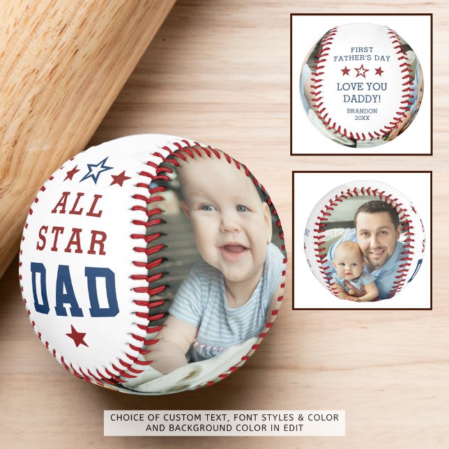 ALL STAR DAD First Fathers Day 2 Photos Baseball (Creator Uploaded)