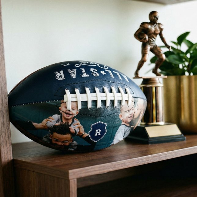 All Star Dad Gift For Dad Custom Photo & Monogram Football (All Star Dad Gift For Dad Custom Photo & Monogram Football)
