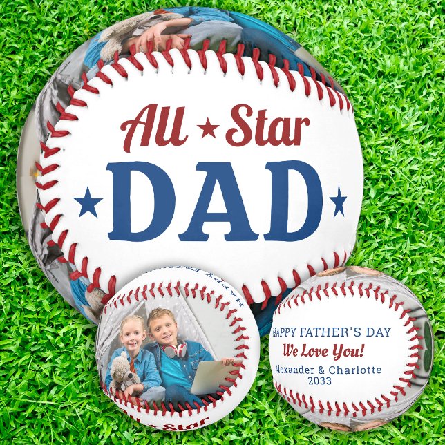 All Star DAD Happy Father's Day Custom 2 Photo  Baseball (Creator Uploaded)