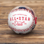 All Star Dad | Happy Father's Day Photo & Monogram Baseball<br><div class="desc">The perfect gift for your sporty all-star dad. Celebrate your special and wonderful father in your life with our memorable and personalized all-star dad baseball. The design features "Happy Father's Day" & "All-Star Dad" in a cool red typographic design. Customize with year, along with two of your own special family...</div>