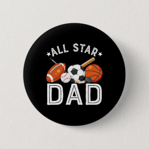All Star Dad Of The Birthday Boy Sketll Soccer Spo 2 Inch Round Button