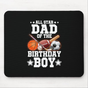 All Star Dad Of The Birthday Boy Sketll Soccer Spo Mouse Pad