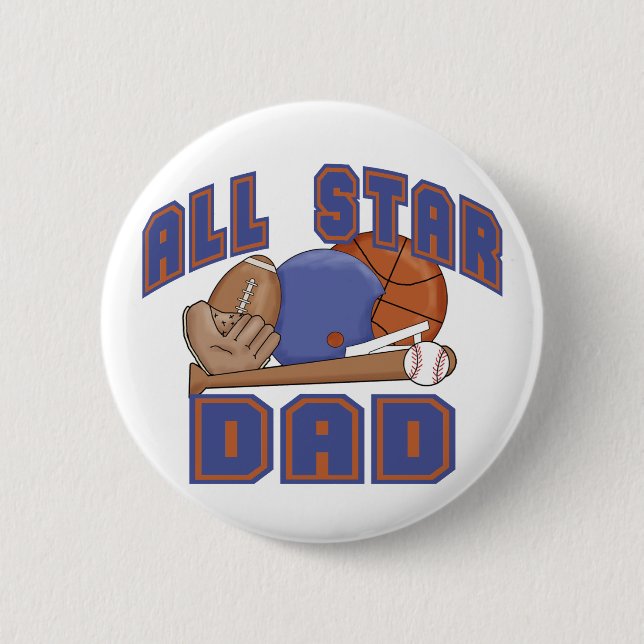 All Star Dad SPORTS 2 Inch Round Button (Front)