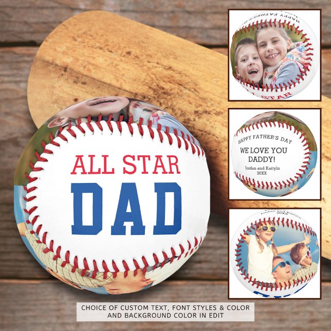 ALL STAR DAD Two Photo Personalized Fathers Day Baseball (Creator Uploaded)