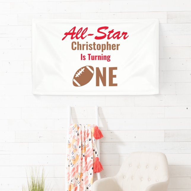 All Star Football 1st Birthday Banner (Insitu)