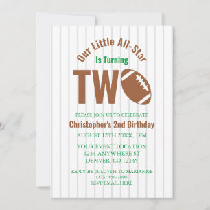 All-Star Football 2nd Birthday Invitation