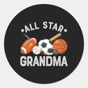 All Star Grandma Of The Birthday Boy Sketll Soccer Classic Round Sticker