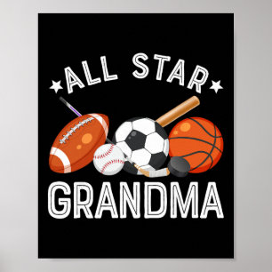 All Star Grandma Of The Birthday Boy Sketll Soccer Poster