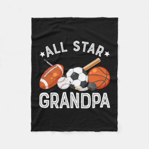 All Star Grandpa Of The Birthday Boy Sketll Soccer Fleece Blanket