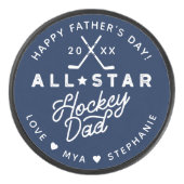 All Star Hockey Dad Happy Father's Day Gift Hockey Puck (Front)