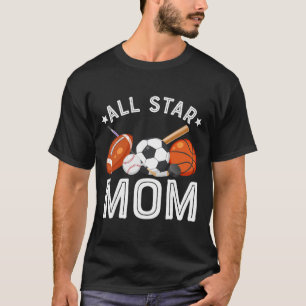 All Star Mom Of The Birthday Boy Sketll Soccer Spo T-Shirt
