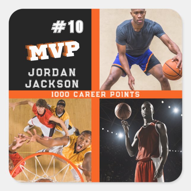 All Star MVP Player Team Logo Collage Graduation Square Sticker (Front)