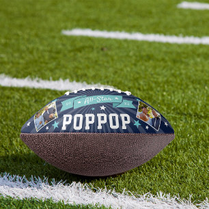 All Star Poppop Custom Grandpa Photo Football