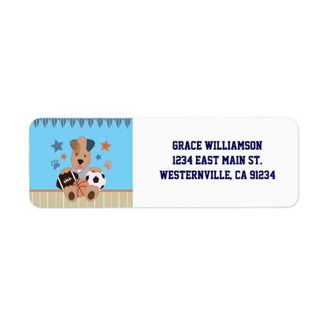All-Star Puppies Baby Shower Return Address Labels (Front)