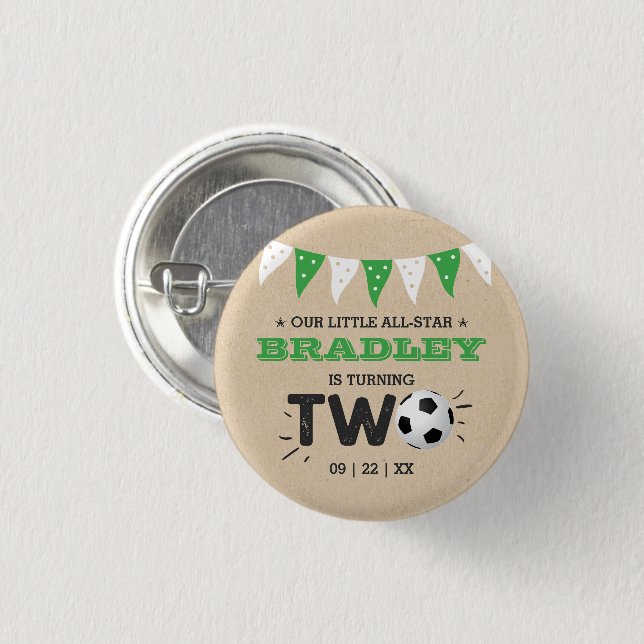 All-star Soccer Ball 2nd Birthday Party 1 Inch Round Button (Front & Back)
