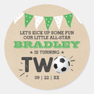 All-star Soccer Ball 2nd Birthday Party Favour Classic Round Sticker