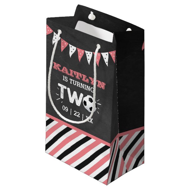 All-star Soccer Ball 2nd Birthday Party Small Gift Bag (Front Angled)