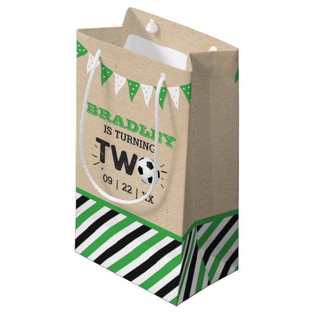 All-star Soccer Ball 2nd Birthday Party Small Gift Bag (Front Angled)