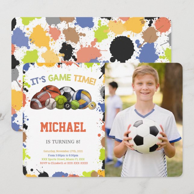 All Star Sport Photo Invitations (Front/Back)