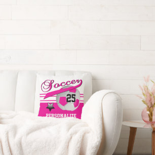 All Star Sport Soccer    Hot Pink   Personalize Throw Pillow