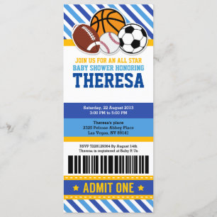 All Star Sport Ticket Pass Baby Shower Invitation