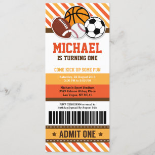All Star Sport Ticket Pass Invitation Anniversaire