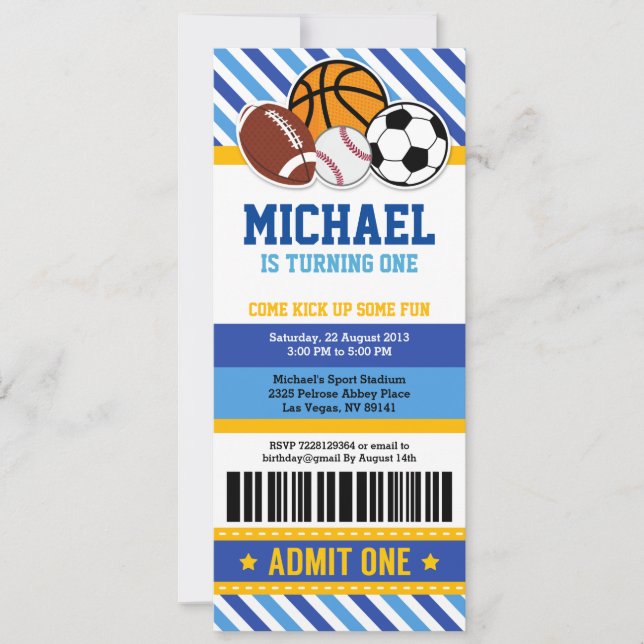 All Star Sport Ticket Pass Invitation Anniversaire (Devant)