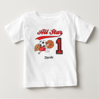 All Star Sports 1st Birthday Baby T-Shirt