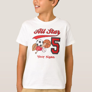 All Star Sports 5th Birthday Personalized T-Shirt