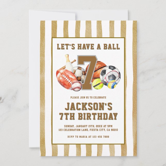 All Star Sports Ball Games Birthday Party  Invitation (Front)