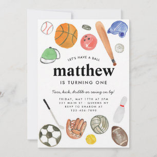 All Star Sports Balls Boy Birthday Invitation