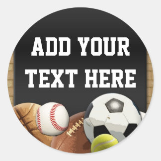 All Star Sports Balls Personalized Name Boy's Classic Round Sticker