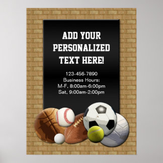 All Star Sports Balls w/ Brick Wall Sign Poster