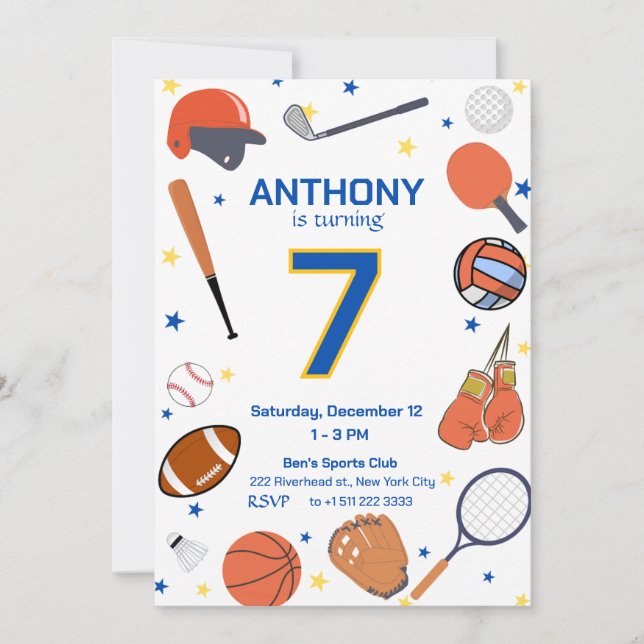 All-Star Sports Birthday Bash 2 Invitation (Front)