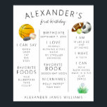 All Star Sports First Birthday Milestone Poster<br><div class="desc">Looking for a gift for the 1st baby birthday? Or a beautiful keepsake? Maybe looking for a beautiful poster for your smash the cake? Our charming sports themed poster is the perfect personalized touch you need. This Birthday sign will be the perfect touch for your child's 1st birthday party or...</div>