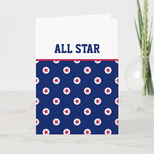 ALL STAR Sports Red White Blue Player Team Coach Card (Front)