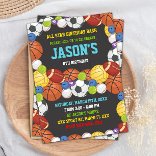 All-Star Team Party Theme Invitation