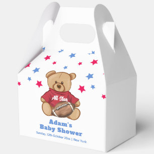All Star Teddy Bear Football Sport Baby Shower  Favor Box