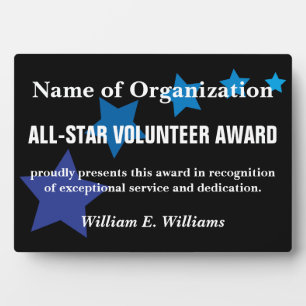 All-Star Volunteer Service Appreciation Award Plaque